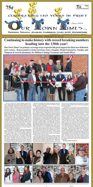 Our Town Times (Timpson, Tex.), Vol. 35, No. 2, Ed. 1 Thursday, January 8, 2015