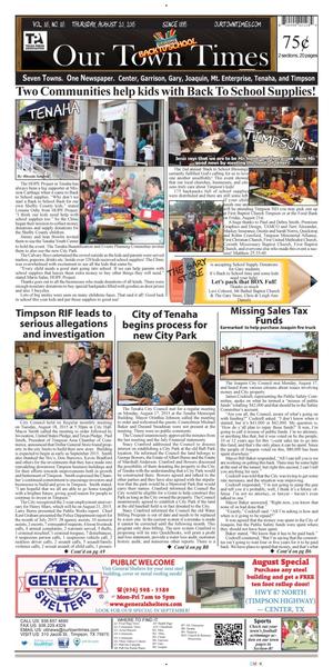 Our Town Times (Timpson, Tex.), Vol. 35, No. 35, Ed. 1 Thursday, August 20, 2015