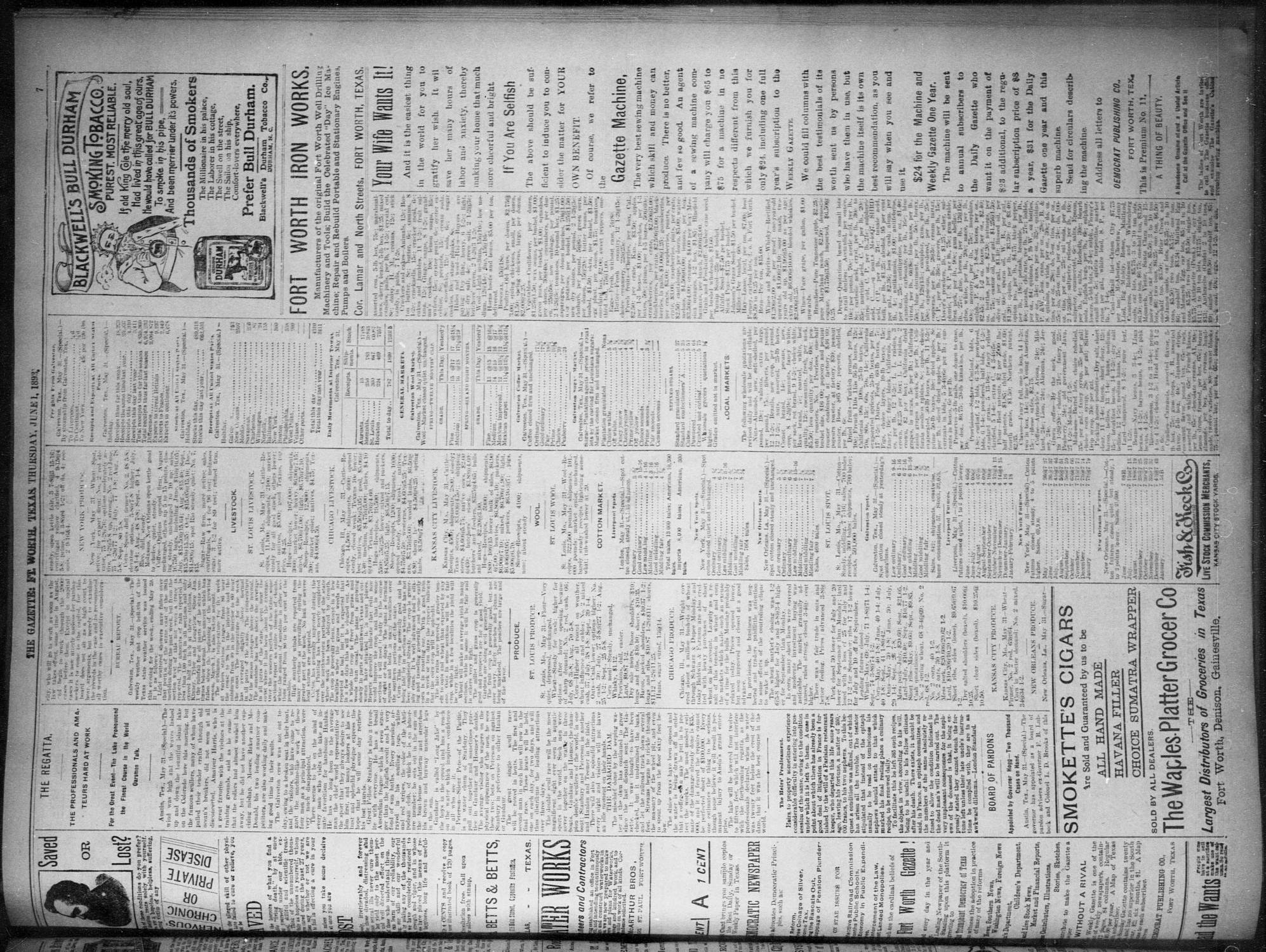 Fort Worth Gazette. (Fort Worth, Tex.), Vol. 17, No. 197, Ed. 1, Thursday, June 1, 1893
                                                
                                                    [Sequence #]: 7 of 12
                                                