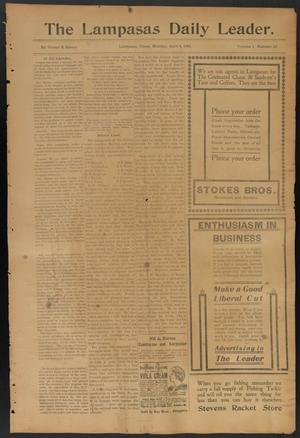 Primary view of object titled 'The Lampasas Daily Leader. (Lampasas, Tex.), Vol. 1, No. 25, Ed. 1 Monday, April 4, 1904'.