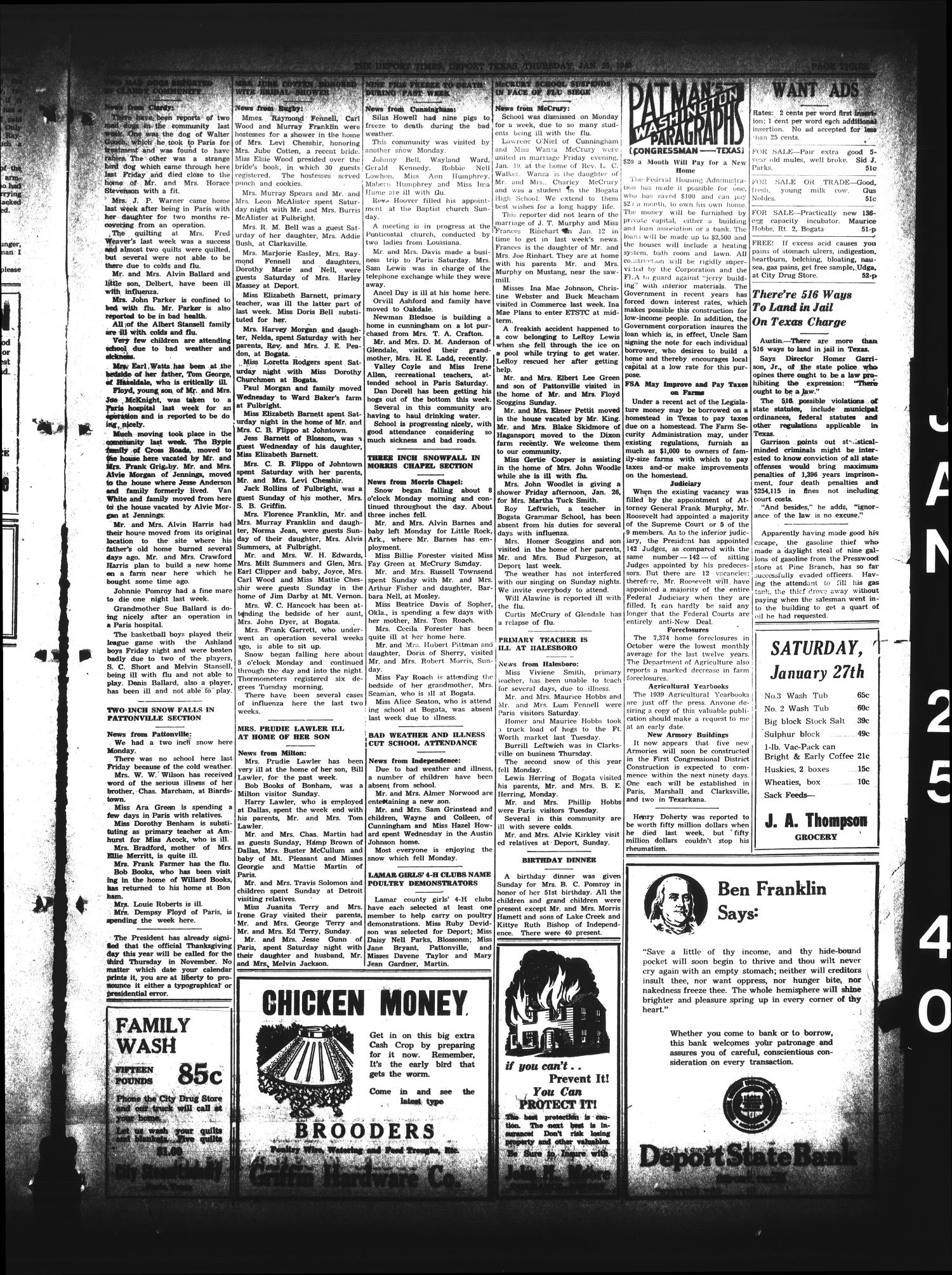 The Deport Times (Deport, Tex.), Vol. 31, No. 51, Ed. 1 Thursday, January 25, 1940
                                                
                                                    [Sequence #]: 3 of 4
                                                