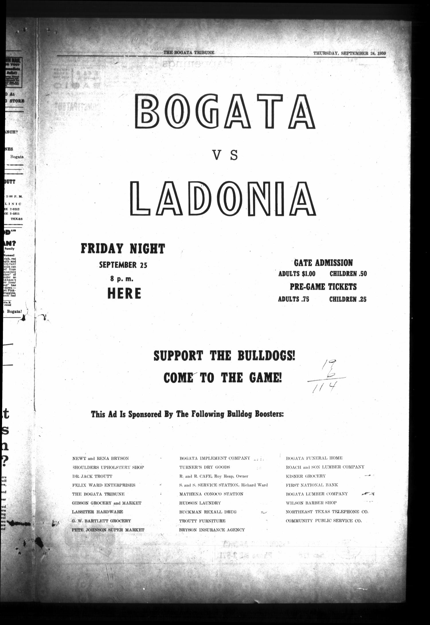The Bogata Tribune (Bogata, Tex.), Vol. 2, No. 19, Ed. 1 Thursday, September 24, 1959
                                                
                                                    [Sequence #]: 3 of 6
                                                