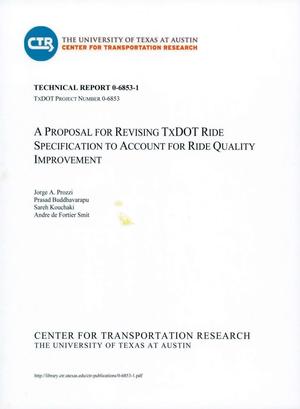 A Proposal for Revealing TxDOT Ride Specification to Account for Ride Quality Improvement