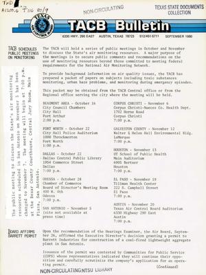 Primary view of object titled 'TACB Bulletin, September 1980'.