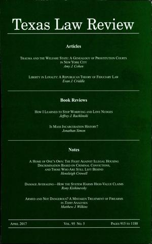 Primary view of object titled 'Texas Law Review, Volume 95, Number 5, April 2017'.