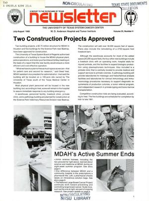 Primary view of object titled 'The University of Texas System Cancer Center Newsletter, Volume 25, Number 4, July-August 1980'.