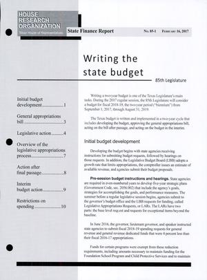 Primary view of object titled 'Texas State Finance Report, Volume 85, Number 1, February 16, 2017'.