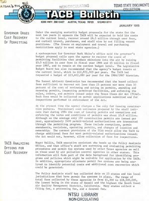 Primary view of object titled 'TACB Bulletin, January 1985'.