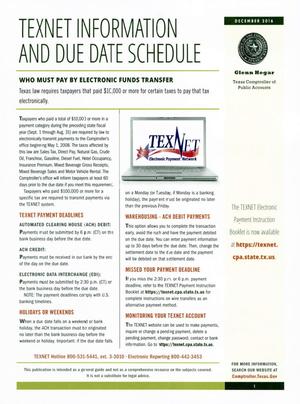 TEXNET Information and Due Date Schedule