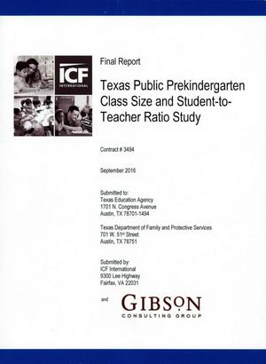 Texas Public Prekindergarten Class Size and Student-to-Teacher Ratio Study
