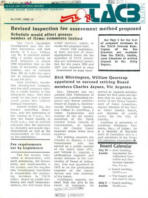 Primary view of object titled 'TACB Bulletin, Number 2, April 30, 1987'.