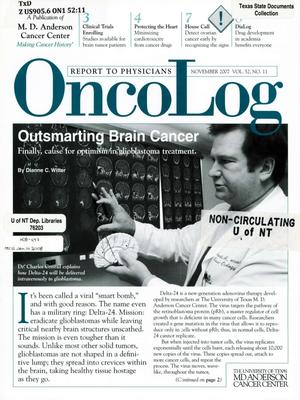 Primary view of object titled 'OncoLog, Volume 52, Number 11, November 2007'.