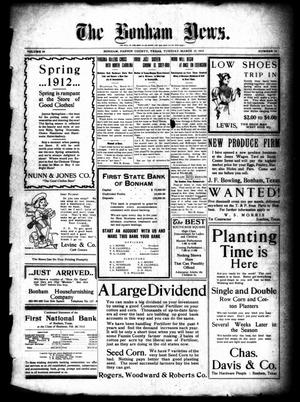 Primary view of object titled 'The Bonham News. (Bonham, Tex.), Vol. 46, No. 94, Ed. 1 Tuesday, March 19, 1912'.