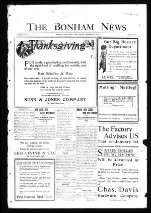 Primary view of object titled 'The Bonham News. (Bonham, Tex.), Vol. 47, No. 62, Ed. 1 Tuesday, November 26, 1912'.