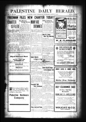 Palestine Daily Herald. (Palestine, Tex), Vol. 9, No. 310, Ed. 1 Wednesday, August 9, 1911
