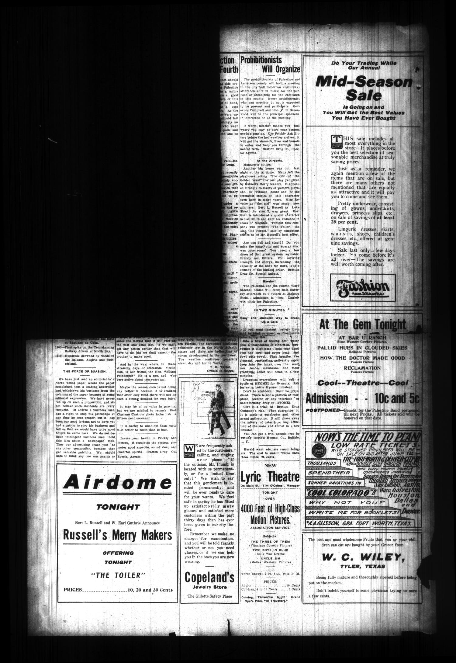 Palestine Daily Herald. (Palestine, Tex), Vol. 9, No. 265, Ed. 1 Friday, June 16, 1911
                                                
                                                    [Sequence #]: 4 of 6
                                                