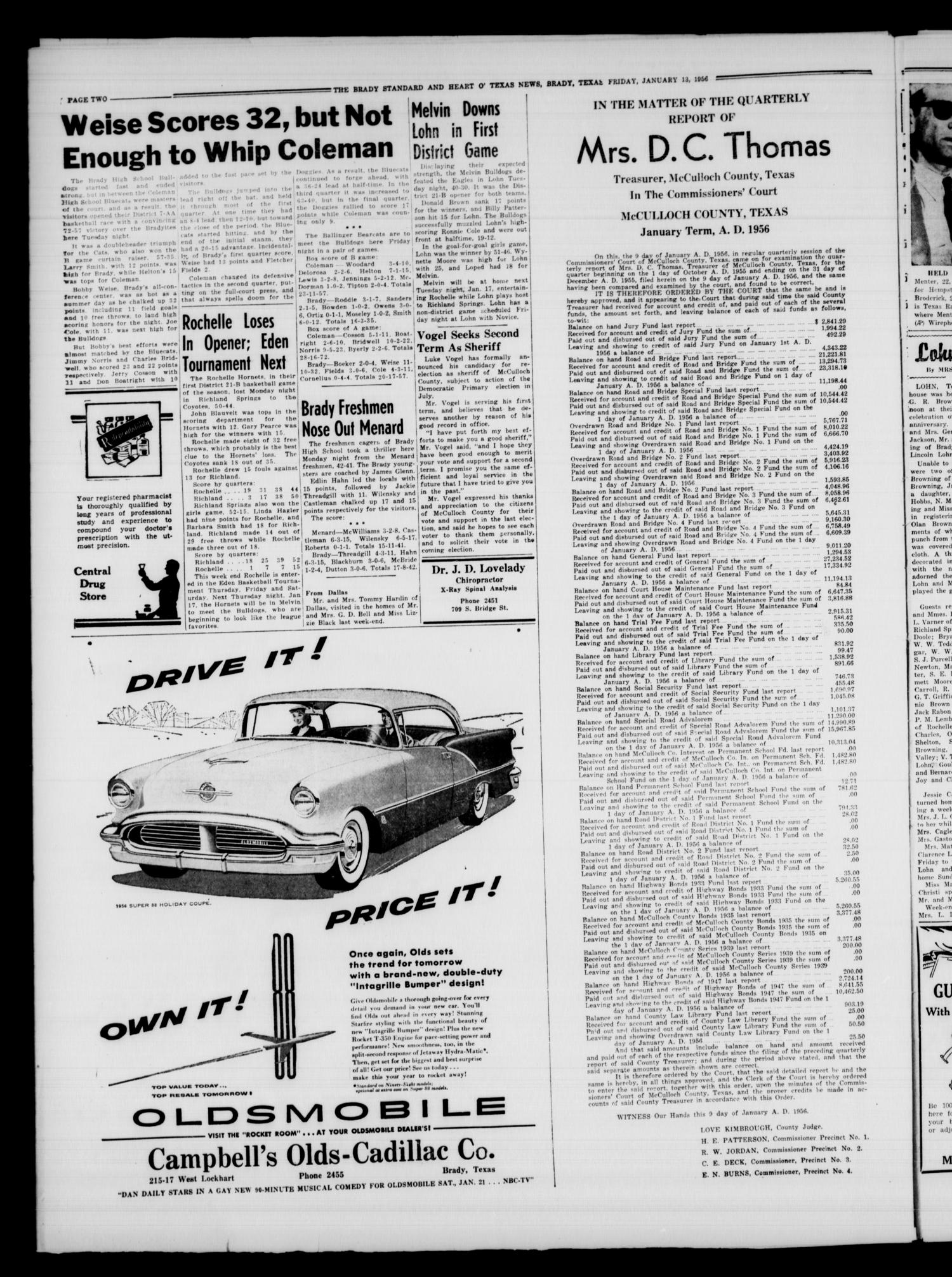 The Brady Standard and Heart O' Texas News (Brady, Tex.), Vol. 47, No. 67, Ed. 1 Friday, January 13, 1956
                                                
                                                    [Sequence #]: 2 of 11
                                                