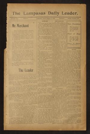 Primary view of object titled 'The Lampasas Daily Leader. (Lampasas, Tex.), Vol. 7, No. 1999, Ed. 1 Wednesday, August 17, 1910'.