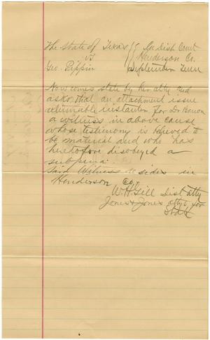 Primary view of object titled 'Documents pertaining to the case of The State of Texas vs. George Pippin, cause no. 1889, 1885'.