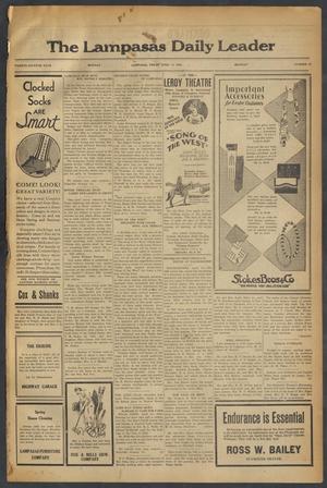 Primary view of object titled 'The Lampasas Daily Leader (Lampasas, Tex.), Vol. 27, No. 33, Ed. 1 Monday, April 14, 1930'.