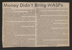 Primary view of object titled '[Clipping: Money Didn't Bring WASPs]'.