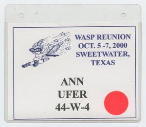 Primary view of object titled '[WASP Reunion Name Tag: Ann Ufer]'.