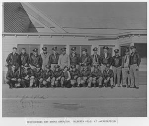 [Photograph of the Instructors and Tower Operator at Avenger Field]