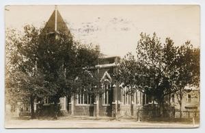 Primary view of object titled '[Postcard of First Presbyterian Church, May 7, 1909]'.