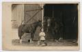 Postcard: [Postcard Picturing Pearl Draper With Barn Animals]