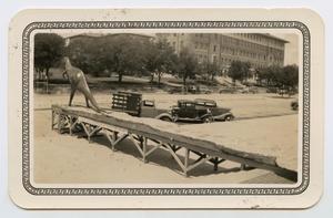 [Photograph of a Dinosaur on a Bridge, August, 1936]