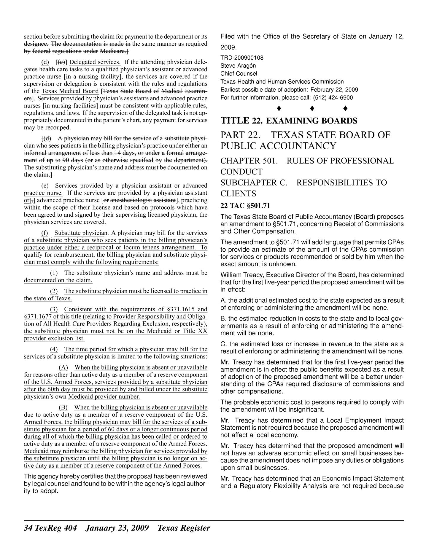 Texas Register, Volume 34, Number 4, Pages 393-490, January 23, 2009
                                                
                                                    404
                                                