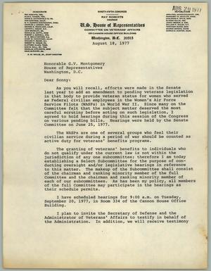 [Letter from Ray Roberts to G. V. Montgomery, August 18, 1977]
