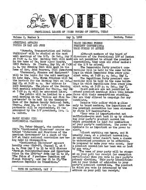 The Denton Voter Newsletter, Volume 02, Number 01, May 3, 1962