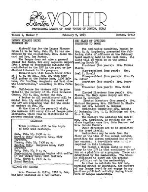 Primary view of object titled 'The Denton Voter Newsletter, Volume 02, Number 07, February 9, 1963'.