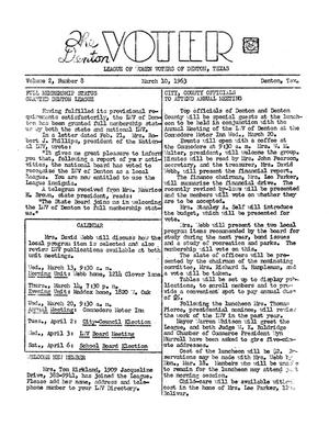 The Denton Voter Newsletter, Volume 02, Number 08, March 10, 1963