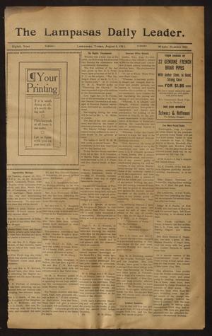 The Lampasas Daily Leader. (Lampasas, Tex.), Vol. 8, No. 3001, Ed. 1 Tuesday, August 8, 1911