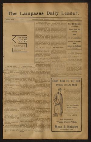 The Lampasas Daily Leader. (Lampasas, Tex.), Vol. 8, No. 3079, Ed. 1 Tuesday, November 7, 1911