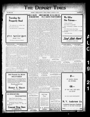 The Deport Times (Deport, Tex.), Vol. 13, No. 28, Ed. 1 Friday, August 19, 1921