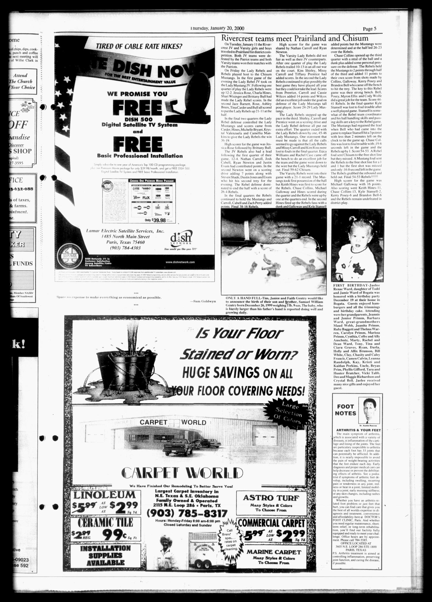 Bogata News (Bogata, Tex.), Vol. 89, No. 36, Ed. 1 Thursday, January 20, 2000
                                                
                                                    [Sequence #]: 5 of 8
                                                