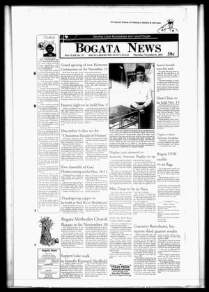 Primary view of object titled 'Bogata News (Bogata, Tex.), Vol. 91, No. 25, Ed. 1 Thursday, November 8, 2001'.