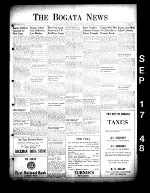 The Bogata News (Bogata, Tex.), Vol. 37, No. 47, Ed. 1 Friday, September 17, 1948
