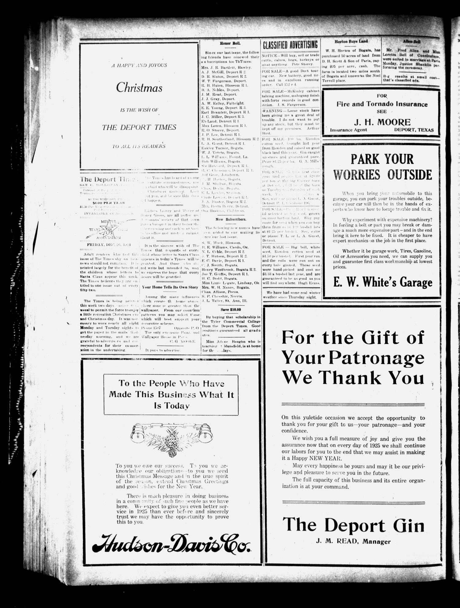 The Deport Times (Deport, Tex.), Vol. 16, No. 47, Ed. 1 Friday, December 26, 1924
                                                
                                                    [Sequence #]: 2 of 8
                                                
