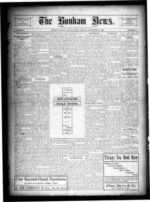 Primary view of object titled 'The Bonham News. (Bonham, Tex.), Vol. 40, No. 29, Ed. 1 Tuesday, September 12, 1905'.