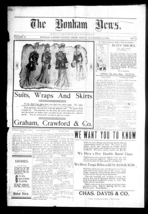 Primary view of object titled 'The Bonham News. (Bonham, Tex.), Vol. 37, No. 24, Ed. 1 Friday, November 14, 1902'.