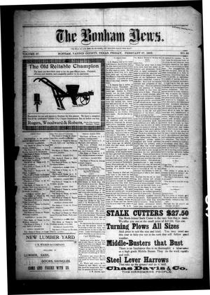 Primary view of object titled 'The Bonham News. (Bonham, Tex.), Vol. 37, No. 39, Ed. 1 Friday, February 27, 1903'.