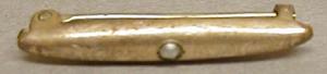 [Small gold tie pin with a pearl in the center]
