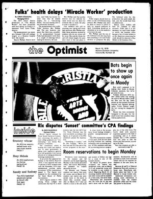Primary view of object titled 'The Optimist (Abilene, Tex.), Vol. 65, No. 23, Ed. 1, Friday, March 10, 1978'.