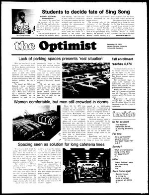 Primary view of object titled 'The Optimist (Abilene, Tex.), Vol. 66, No. 2, Ed. 1, Friday, September 15, 1978'.