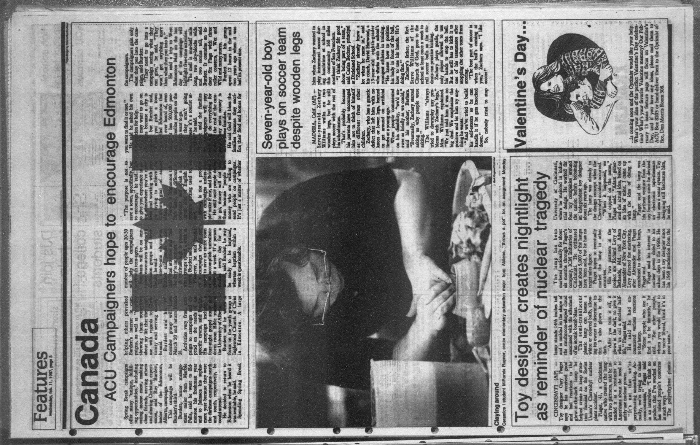 The Optimist (Abilene, Tex.), Vol. 74, No. 37, Ed. 1, Wednesday, February 11, 1987
                                                
                                                    [Sequence #]: 3 of 8
                                                