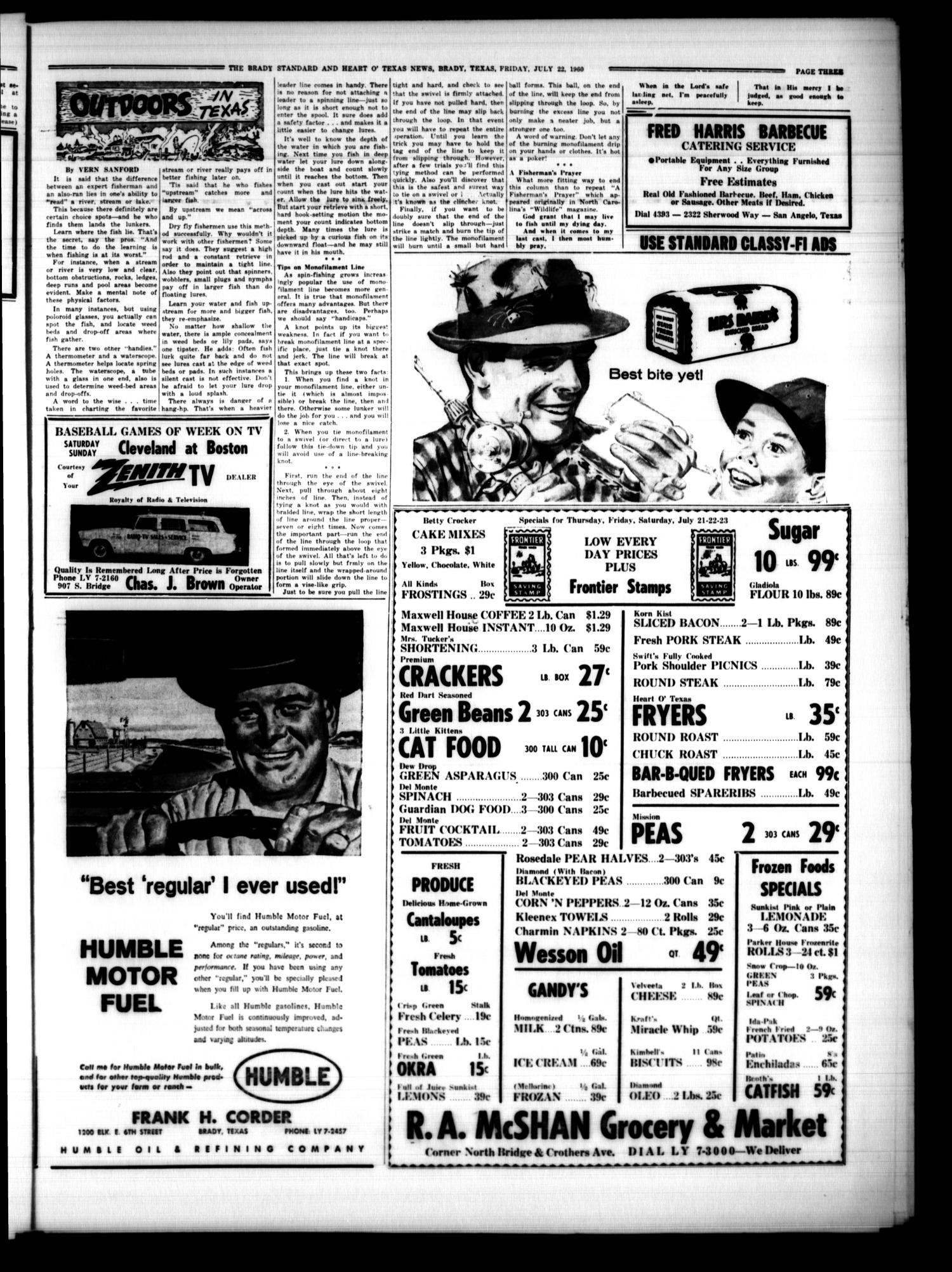 The Brady Standard and Heart O' Texas News (Brady, Tex.), Vol. 51, No. 40, Ed. 1 Friday, July 22, 1960
                                                
                                                    [Sequence #]: 3 of 6
                                                